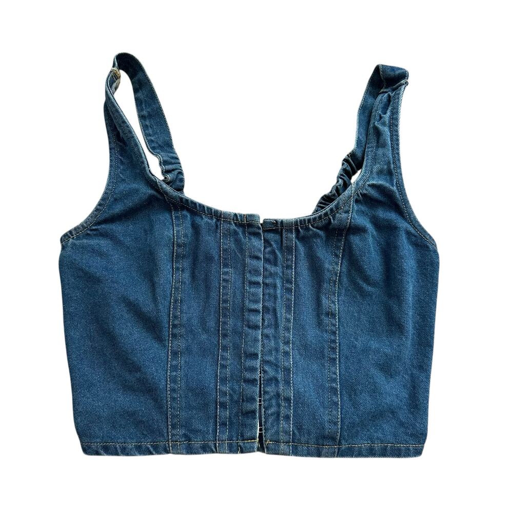 Lone Star medium wash blue denim cropped tank top size S